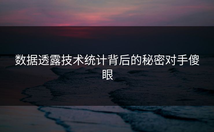 数据透露技术统计背后的秘密对手傻眼