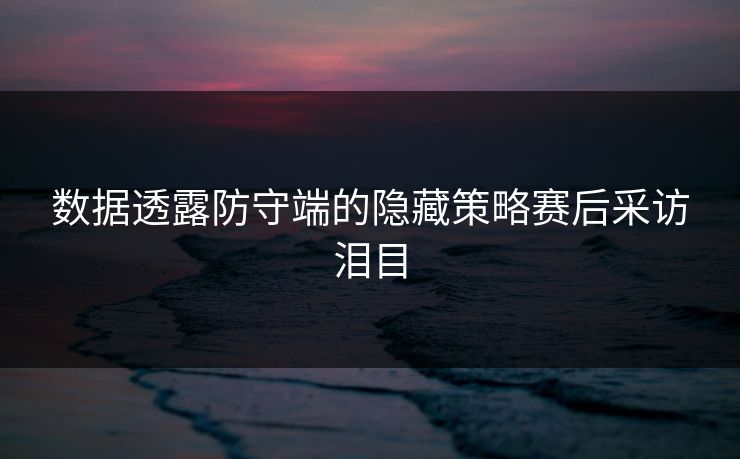 数据透露防守端的隐藏策略赛后采访泪目